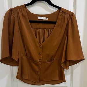 Lush Brown V-Neck Blouse